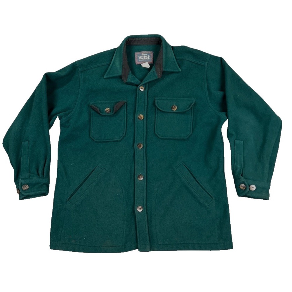 VTG Woolrich Wool Overshirt Mens Large Green Hunter Jacket Workwear Gorpcore‎